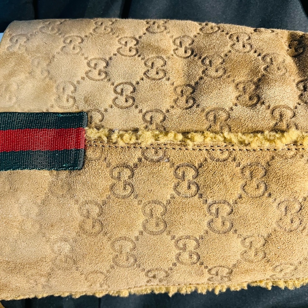 Rare Find-Vintage Gucci GG Suede Knee High Wedge Boots - Picture 5 of 13